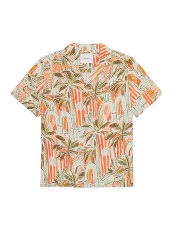 Les Deux Palm AOP SS Shirt - Raw Sienna Orange